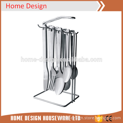 16/24pcs stainless steel hanging cutlery set with metal stand